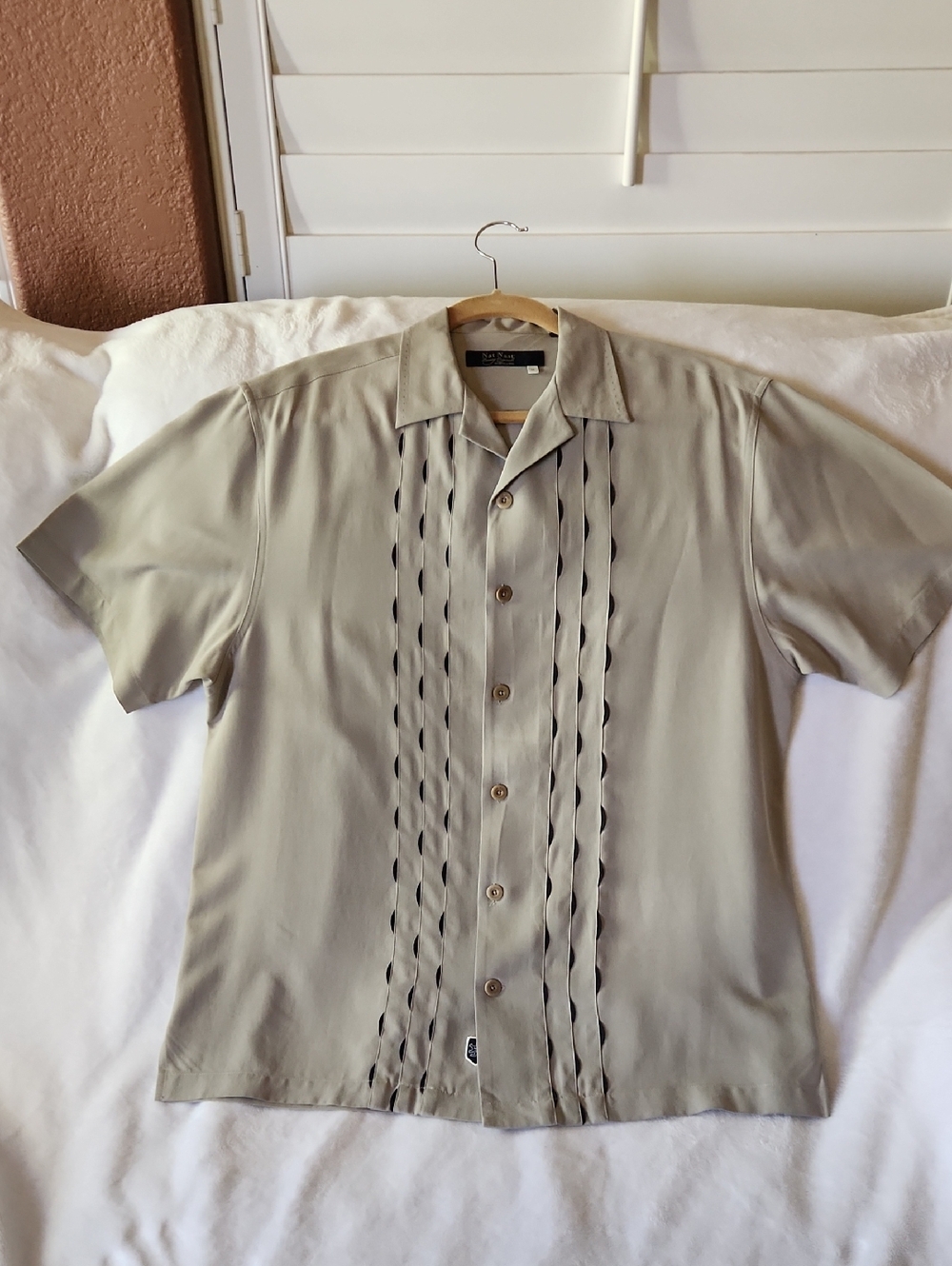 Nat Nast Cement/Black Short-Sleeve Button-Down Camp Shirt